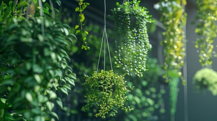 Vibrant hanging plants enhance beauty and freshness in spaces.