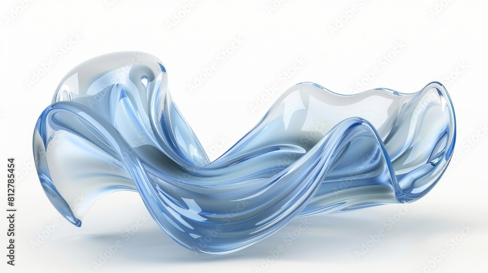Poster a three-dimensional rendering of a wave-like glass of abstract shape.