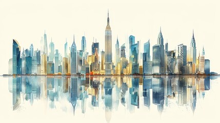 Obraz premium Exhibit a skyline punctuated by iconic skyscrapers, each one a symbol of architectural innovation and urban ambition