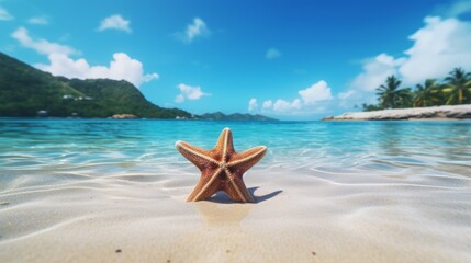 Fototapeta na wymiar Tropical starfish decorates serene Caribbean coastline reflecting summer beauty 8k 