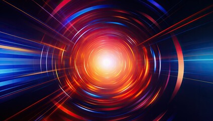 Obraz premium Spectral Glow: Vibrant Circle with Blue Core Surrounded by Red and Orange Radiance