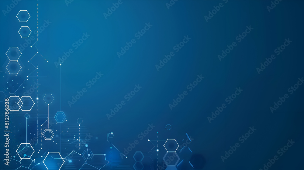 Poster a blue background with a lot of lines and dots. generative ai