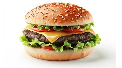 nice shot of hamburger in a white background