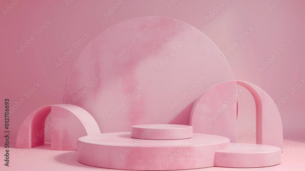 Aufkleber geometric shaped podium with abstract background. 3d rendering.