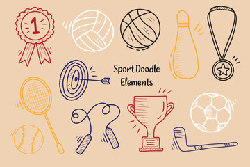 Cute Sports Sketch Element Collection