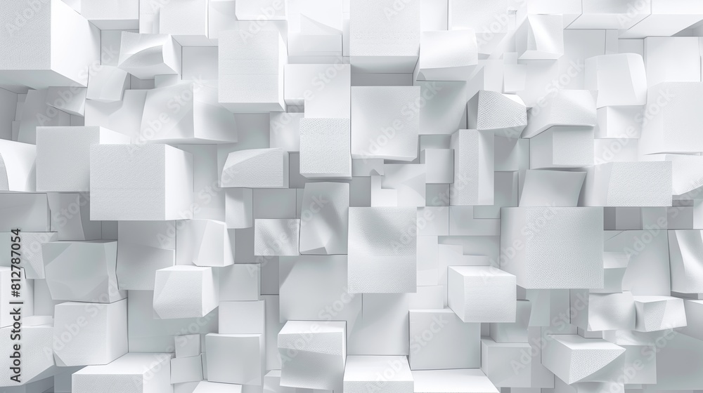 Poster a white graphic design with an abstract cube background.
