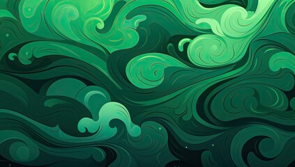 Enchanting Greens: Swirling Pattern Illuminated with Radiant Glow