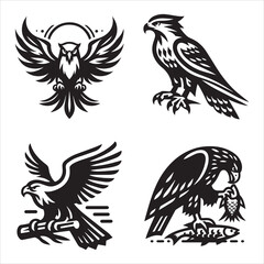 Obraz premium hawk silhouette vector icon graphic logo ai generated design