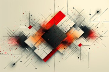 Craft a visually engaging vector background with a modern, abstract geometric design in black and red