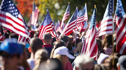 Soccer supporters with USA flags cheering on team success. Group of football fans celebrating victory