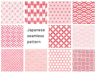 和柄シームレスパターンのセット