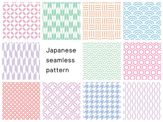 和柄シームレスパターンのセット
