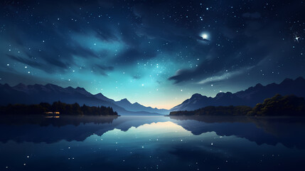Quiet night sky and stars illustration background poster decorative painting