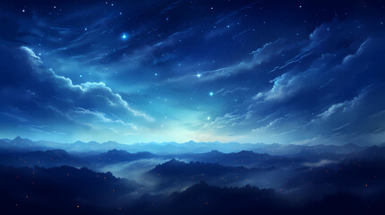 Quiet night sky and stars illustration background poster decorative painting