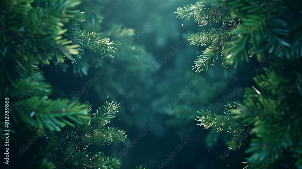 Poster Creative layout made of Christmas tree branches with paper card note Flat lay Nature New Year concept : Generative AI