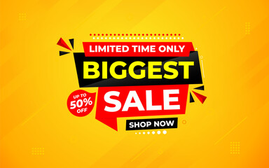 Biggest sale banner. Biggest sale of the year banner. Sale and discounts Biggest sale, Promotion special marketing poster design for digital and print market.