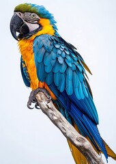 Vivid Parrot on Branch: Striking Color and Detail