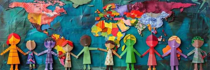 International Day of Living Together in Peace. paper dolls.