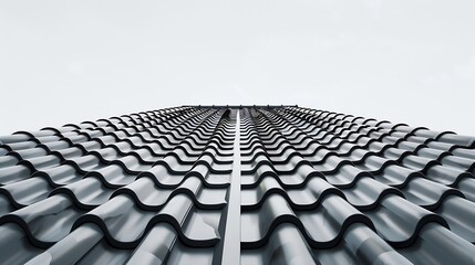 Fototapeta premium Mockup hip roof gray tile pattern isolated on white background with clipping path : Generative AI