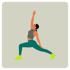 Young Girl in sportswear posing in Gym, Workout, Fitness apparel, doing exercise, Flat vector illustrations on isolated background