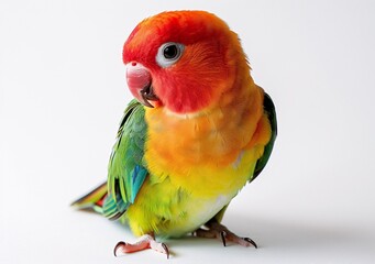 Brightly-colored Parakeet perched on a surface.