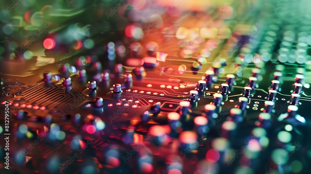 Aufkleber close up of BGA ball grid array technology footprint on electronic board macro : Generative AI