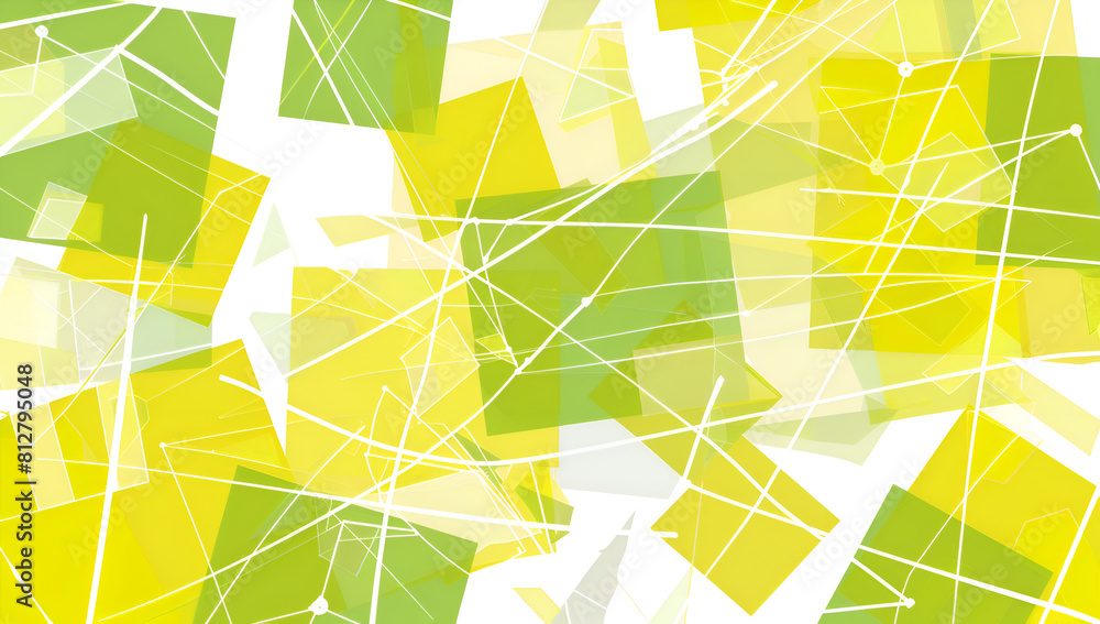 Poster a yellow and green abstract image with many dots and lines. the image is a representation of a netwo