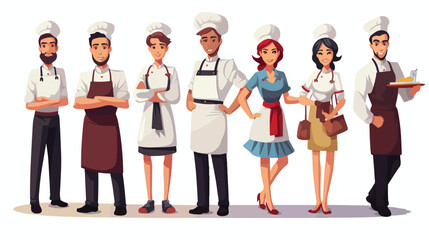 Cafe or restaurant team - chef cook waiter and mana