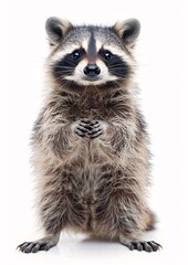 Obraz premium Rare Raccoon Standing Erect, Captivating Portrait