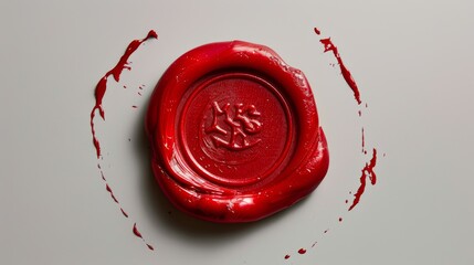 A top view of the icon of a red wax seal on a white background.