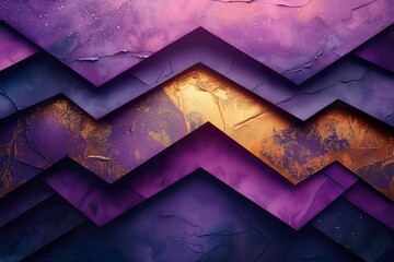 Generate an abstract geometric background with overlapping layers in shades of purple, accentuated...