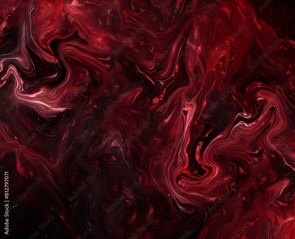 Poster red and black background with abstract waves, swirls, and patterns