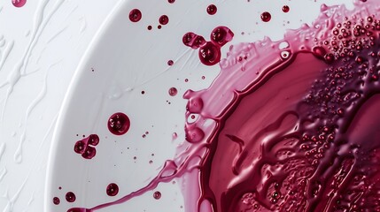 White enamel plate with beetroot juice stain close up : Generative AI