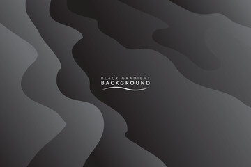 Dark black color gradient wave background, gray colors abstract for banner poster cover design