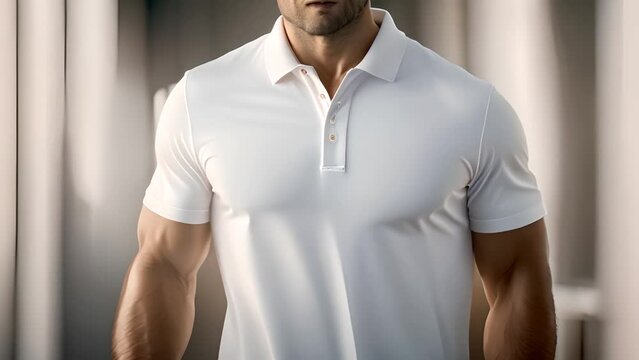 Man Wearing White Polo Shirt Generative AI