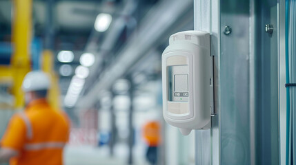 A close-up image detailing a security gates automation system.