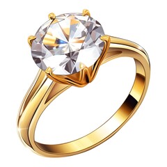 gold ring with a diamond 2D 