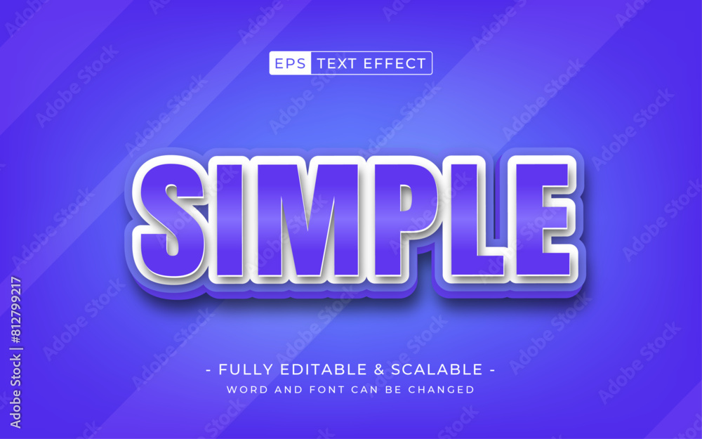 Poster purple text effect. simple 3d text for poster