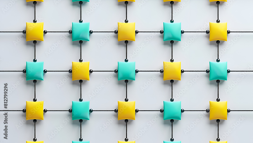 Aufkleber a colorful pattern of squares and triangles is displayed on a white background. the squares are yell