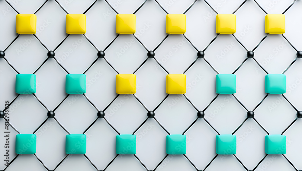 Aufkleber a colorful pattern of squares and triangles is displayed on a white background. the squares are yell