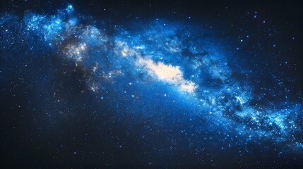 Fototapeta premium A dark blue Milky Way galaxy, with the black background. 