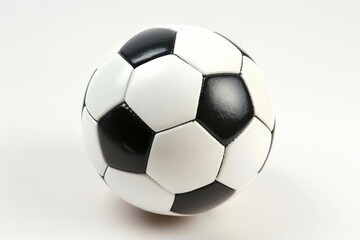 A classic black and white soccer ball isolated on a white background