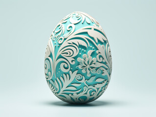 easter egg flat design side view intricate details theme 3D render Monochromatic Color Scheme