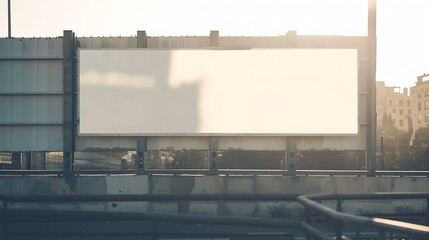 Obraz premium Blank white advertising banner on the construction cite fence : Generative AI