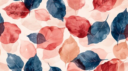 A small, colorful leaf against a simple backdrop, in shades of Blush rose, fuchsia, cobalt, and brown.