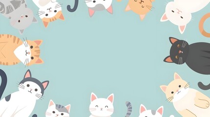 Obraz premium Adorable Cartoon Cats in Colorful with Playful Expressions