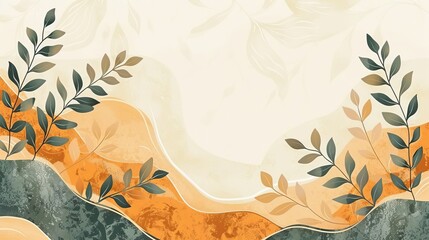 Soft swirls embrace delicate foliage in a serene, earthy composition