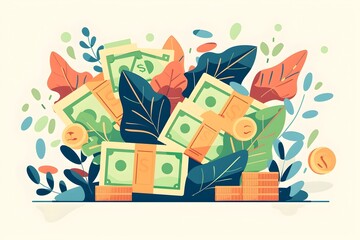 Flat design of money minimal trendy design graphic