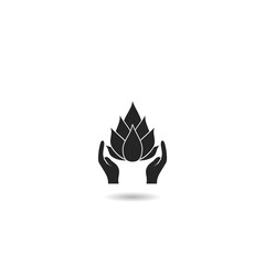 Lotus hand icon with shadow