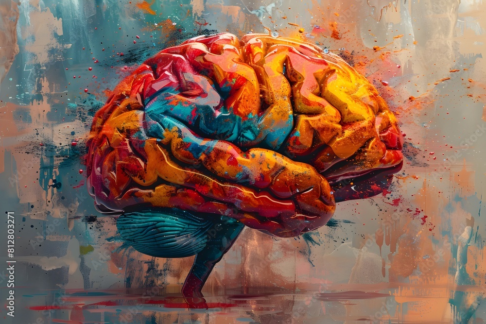 Poster vibrant cerebral expressionism a captivating of the mind s intricate architecture and creative poten